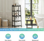 SMIBUY Bamboo Ladder Bookcase, Bathroom Storage Rack Organizer, 4 Tier and 5 Tier Freestanding Plant Display Stand Space Saver Shelves for Bedroom, Kitchen, Balcony (Black, 5 Tiers (50" H))