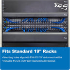 ICC 1U Ring Cable Manager Panel with Cover, Plastic with Metal Back Frame, 4" D-Rings, Horizontal Cable Management, Rackmount for 19” Network Racks, Black, Single Pack