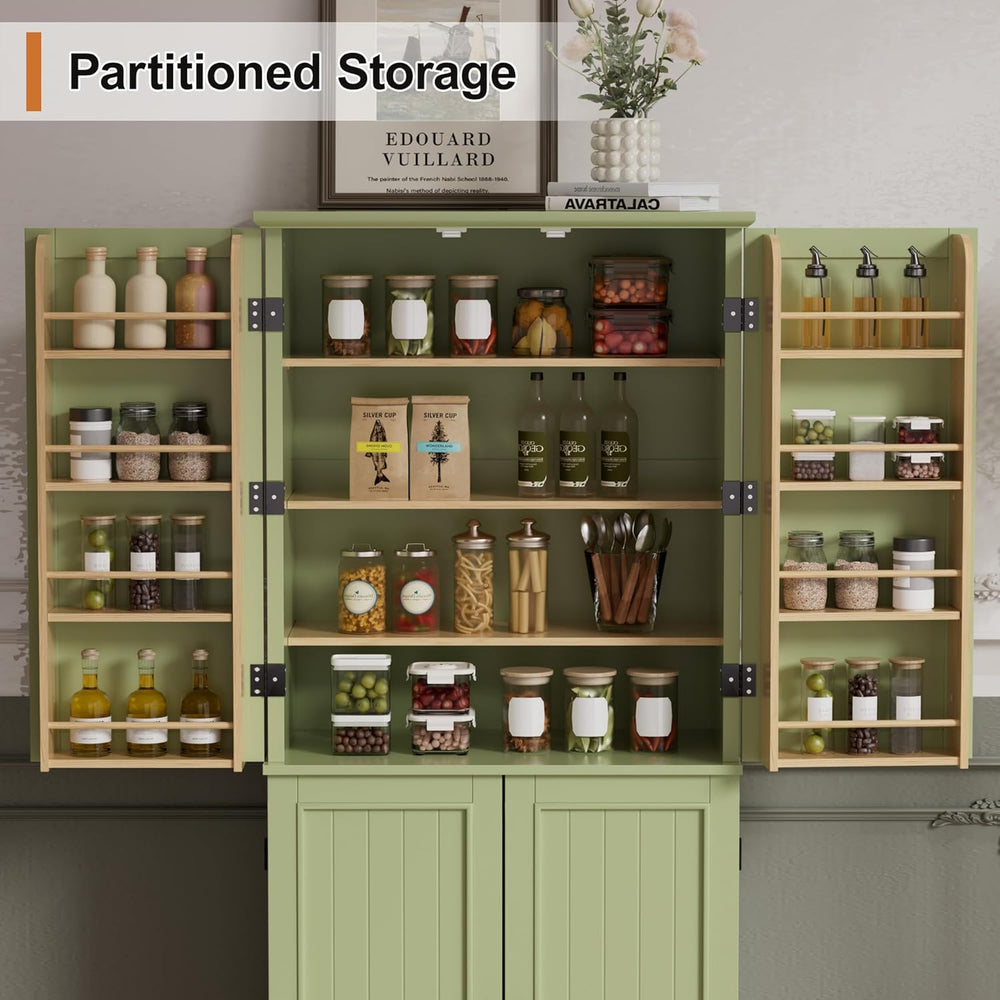 Scurrty Kitchen Pantry Cabinet, 69'' Pantry Storage Cabinet with 4 Do...
