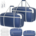 DIMJ Compression Moving Bags - Extra Large Heavy Duty Comforter Storage Bag with Window, Packing Totes with Strong Handles & Zipper, Space Saving Box Containers for Blanket, Clothes, Bedding, 2 Pack