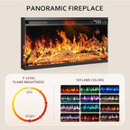 oneinmil 80'' Fireplace TV Stand with 3-Sided Glass, TV Cabinet for TVs up to 85", 80'' Modern Media Entertainment Center with Farmhouse Glass Door Storage Cabinets, Gray