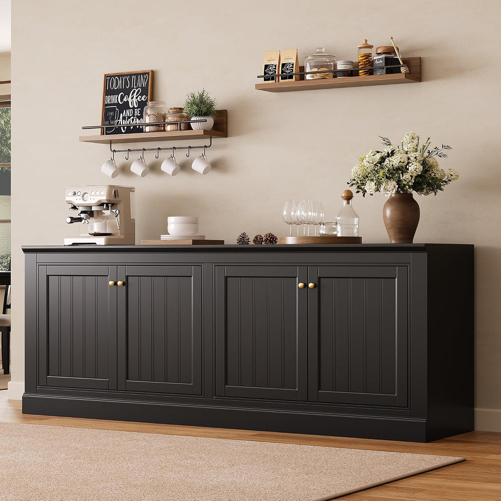 AMERLIFE 72" Modern Sideboard Buffet Cabinet with Vertical Grooved Doors...