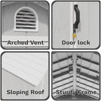 Devoko 4x6 FT Outdoor Storage Plastic Shed, Waterproof Resin Garden Shed with Lockable Door, Floor & Window, All-Weather Tool Shed for Backyard, Patio, Lawn, Poolside
