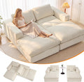 81" Oversized Double Chaise Lounge, Cloud Boneless Sofa Bed, Beige | 59" Deep Seat Couch, Modular Oversized Loveseat, Soft Cloud Sofa, 4 Pillows, 10" Wider Armrests, Chaise Lounge Chair Indoor
