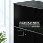 36" Wooden Book Shelf, 2 Shelf Bookcase, Modern Bookshelf with Adjustable Shelf for Home Office, Study Room, Black