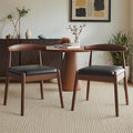 Farini Mid Century Modern Dining Chairs Set of 2, Solid Wood Frame Kitchen Chairs with PU Leather Upholstered Seat for Dining Room & Breakfast Nook，Walnut-Black