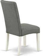 East West Furniture LGDR9-LWH-07 9 Piece Dining Room Set Includes a Rectangle Kitchen Table with Butterfly Leaf and 8 Gray Linen Fabric Parsons Dining Chairs, 42x84 Inch, Linen White