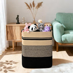 Laundry Hamper, 75L Tall Laundry Basket with Leather Handles, Rectangle Large Clothes Hamper for Organizing, Cotton Woven Laundry Baskets Storage Hampers for Bedroom, Nursery, Living Room