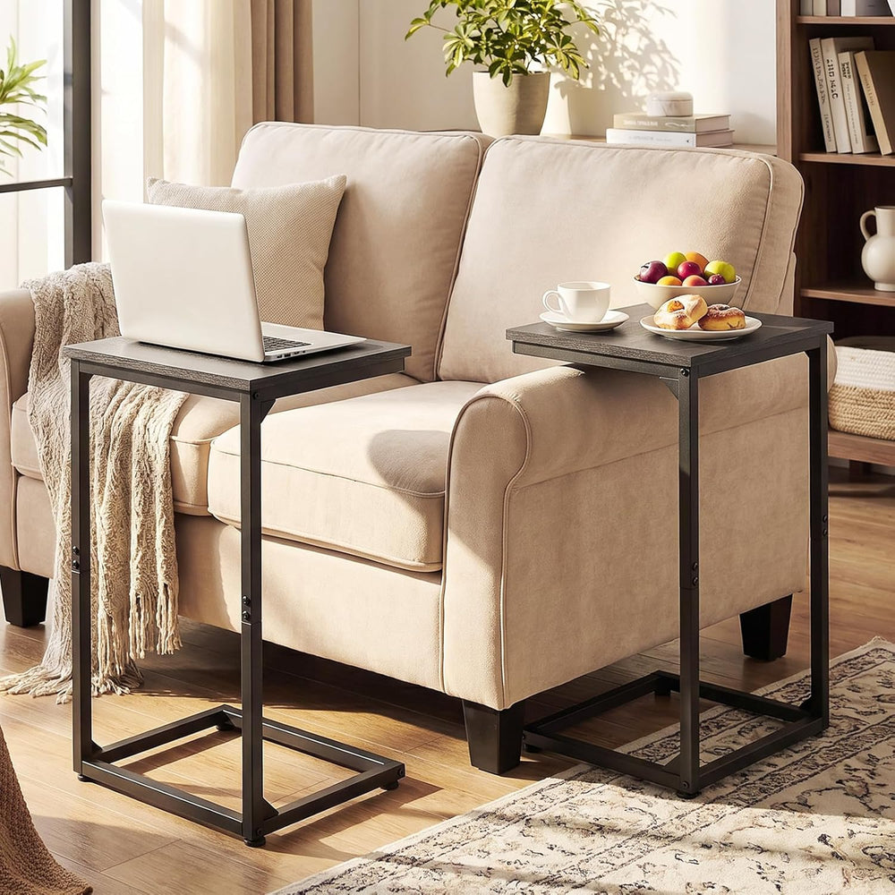 AMHANCIBLE C Shaped End Tables Set of 2, Couch Side Tables that Slide Under S...