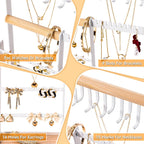 DreamGenius Jewelry Organizer Stand with Velvet Ring Holder, 4 Tier Jewelry Holder Organizer with 15 Hooks for Necklaces and 16 Holes for Earrings, White