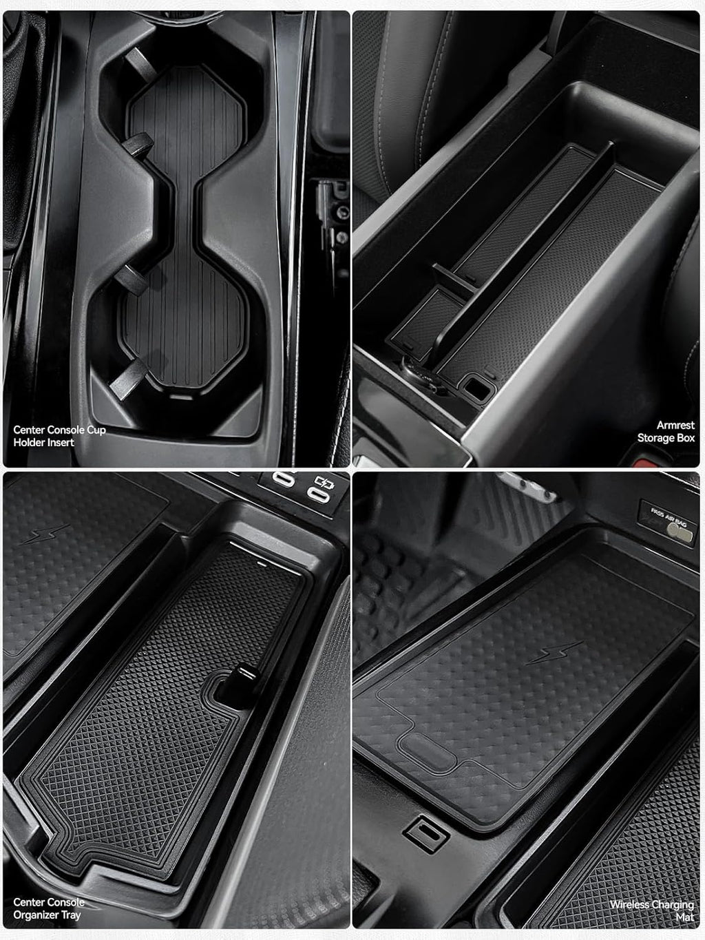 ELECFRESH 4PCS Center Console Organizer Tray for 2025 2026 Toyota Camry Accessories, Armrest Storage Box, Cup Holder, Wireless Charging Mat for Toyota Camry