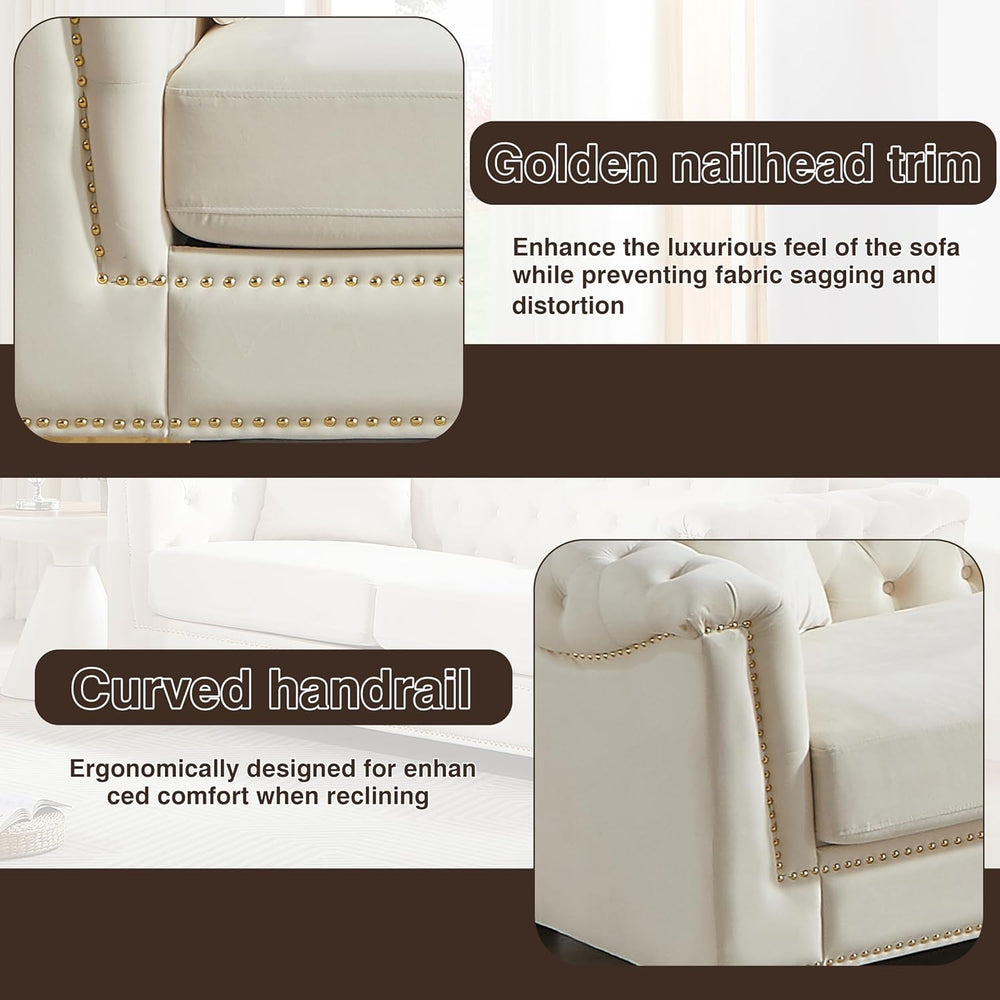 Harper & Bright Designs 84" Classic Modern Chesterfield Sofa - Velve...