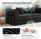 79" Convertible Sofa Bed, Boneless Couches for Living Room | Corduroy Futon Sofa Bed with Pocket Springs, Modular Sleeper Couch in a Box, No Assembly, Black