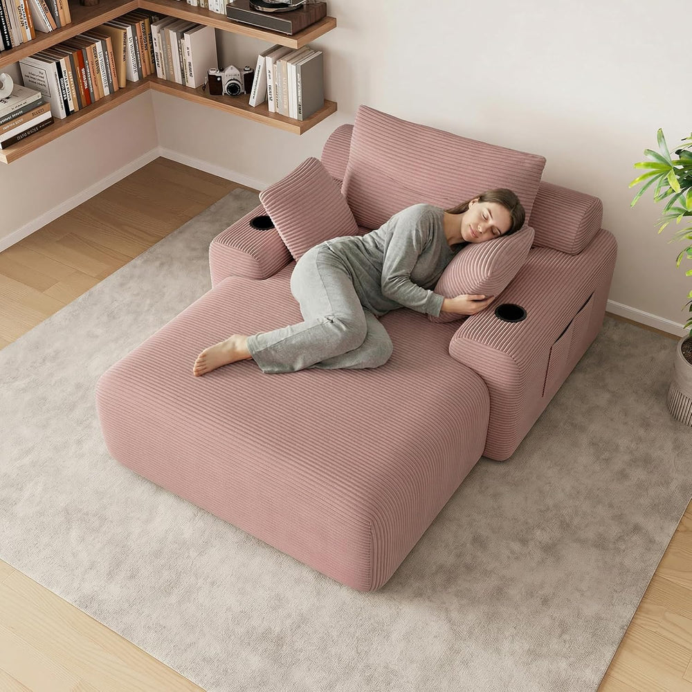 69” Oversized Chaise Lounge Chair Indoor, Soft Floor Chaise Lounge Reading Ch...