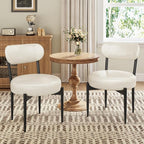 Upholstered Dining Chairs Set of 4, PU Leather Dining Room Chairs with Sturdy Metal Legs, Kitchen Chairs for Dining Room/Kitchen/Restaurant/Hotel, Modern Style, White