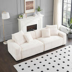 Ball & Cast 104" Modular Sectional Sofa,Cloud Sectional Couch with 4 Pillows,Loveseat Couches W/Deep Seat and Armrest,4 Seater Sectional Sofa for Living Room,Apartment,Corduroy Fabric,Beige