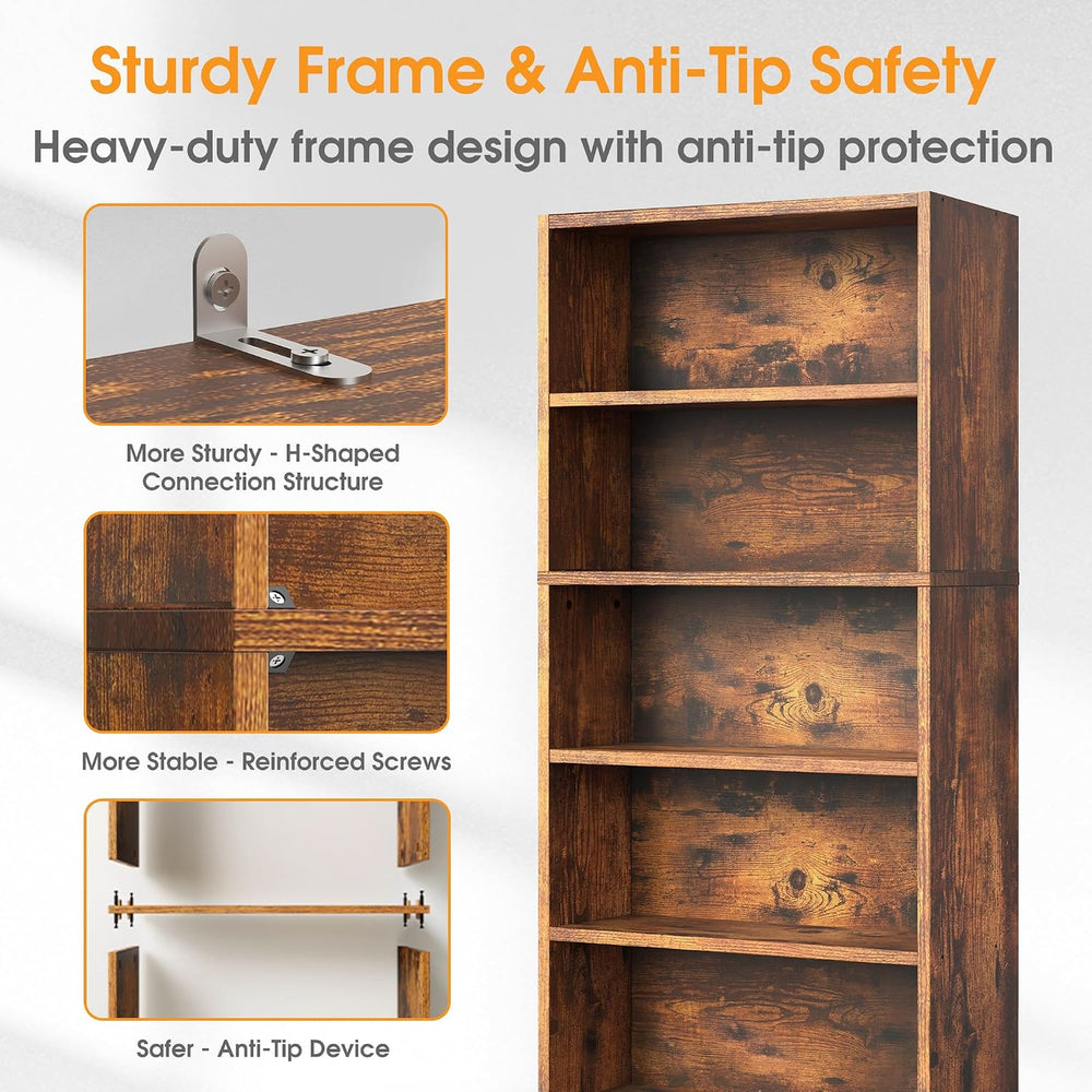 Sweetcrispy 5 Shelf Bookcase Open Display Bookshelf Storage Organizer