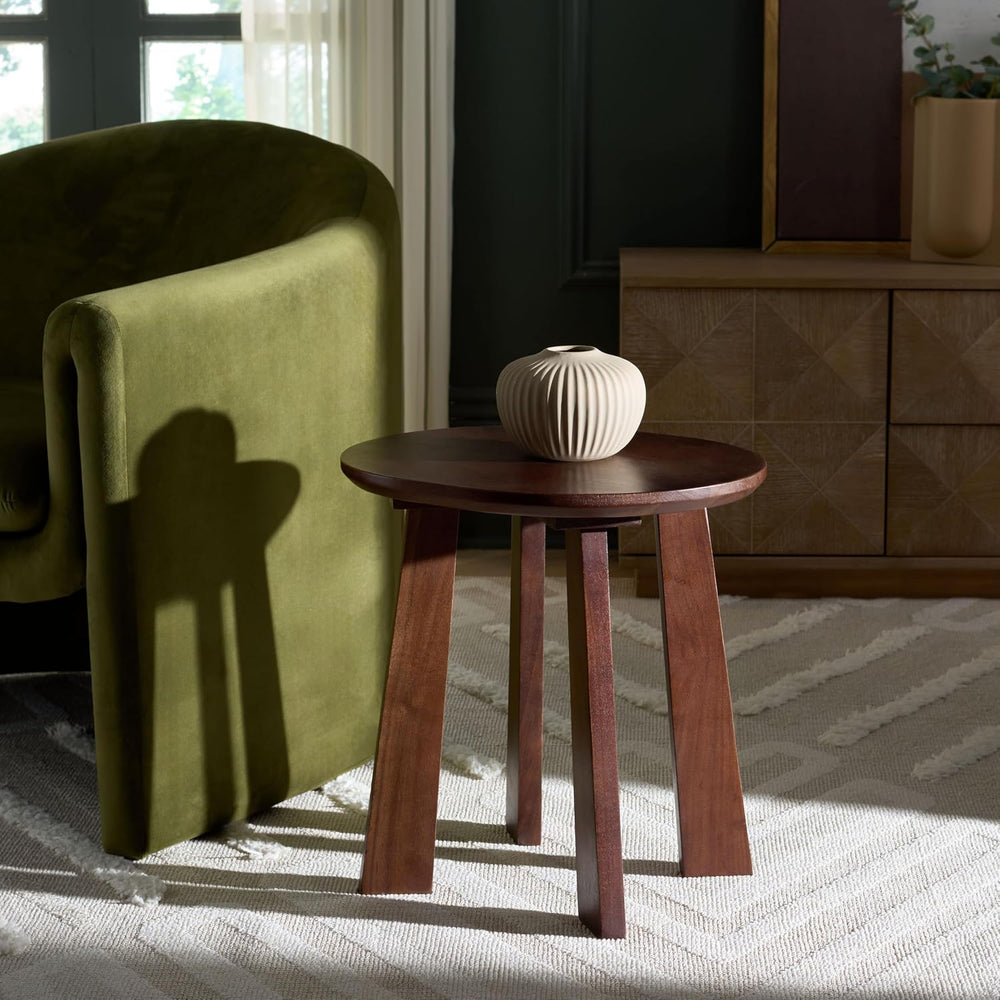 SAFAVIEH Home Collection – Zoro Round Wooden Stool, Brown Acacia Wood Accent ...