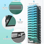15-Tier Wall File Organizer Hanging Wall File Holder Wall Mount Paper Folder Organize, Mesh Magazine Document Mail Organizer Wall Organizer for Office School Home, Black