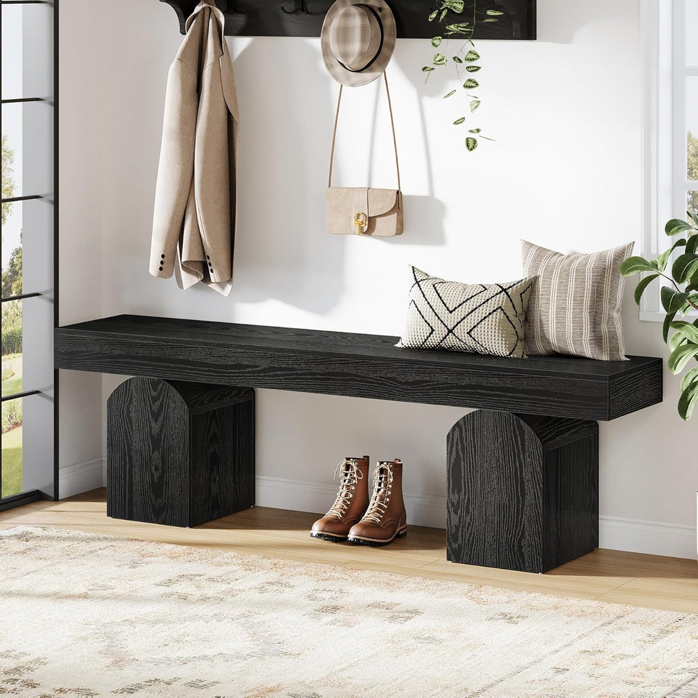 Tribesigns Entryway Bench, 59" Long Black Shoe Bench with Arched Bases, ...