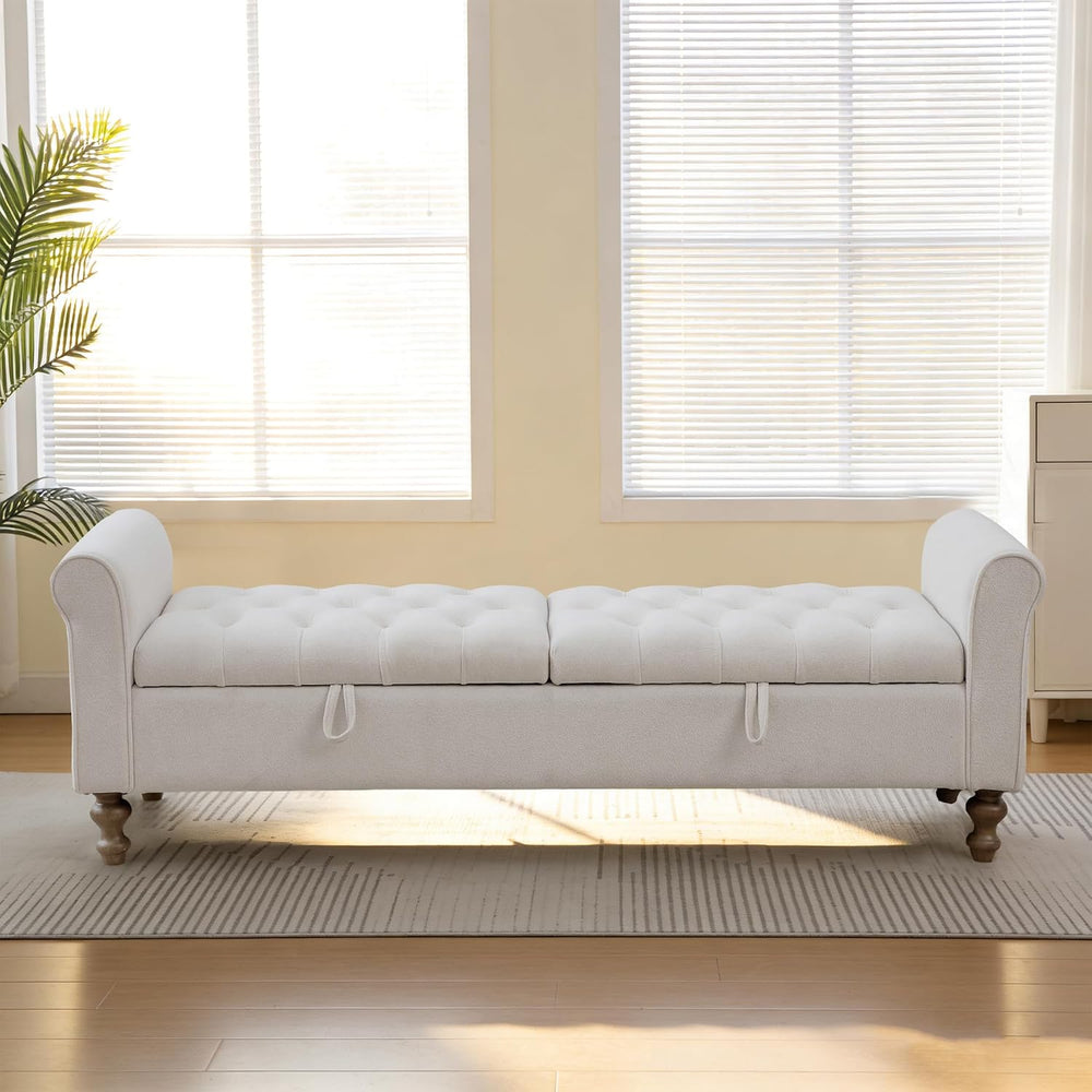 Chifee & Vingol 65" Storage Ottoman Bench Upholstered End of Bed Ben...