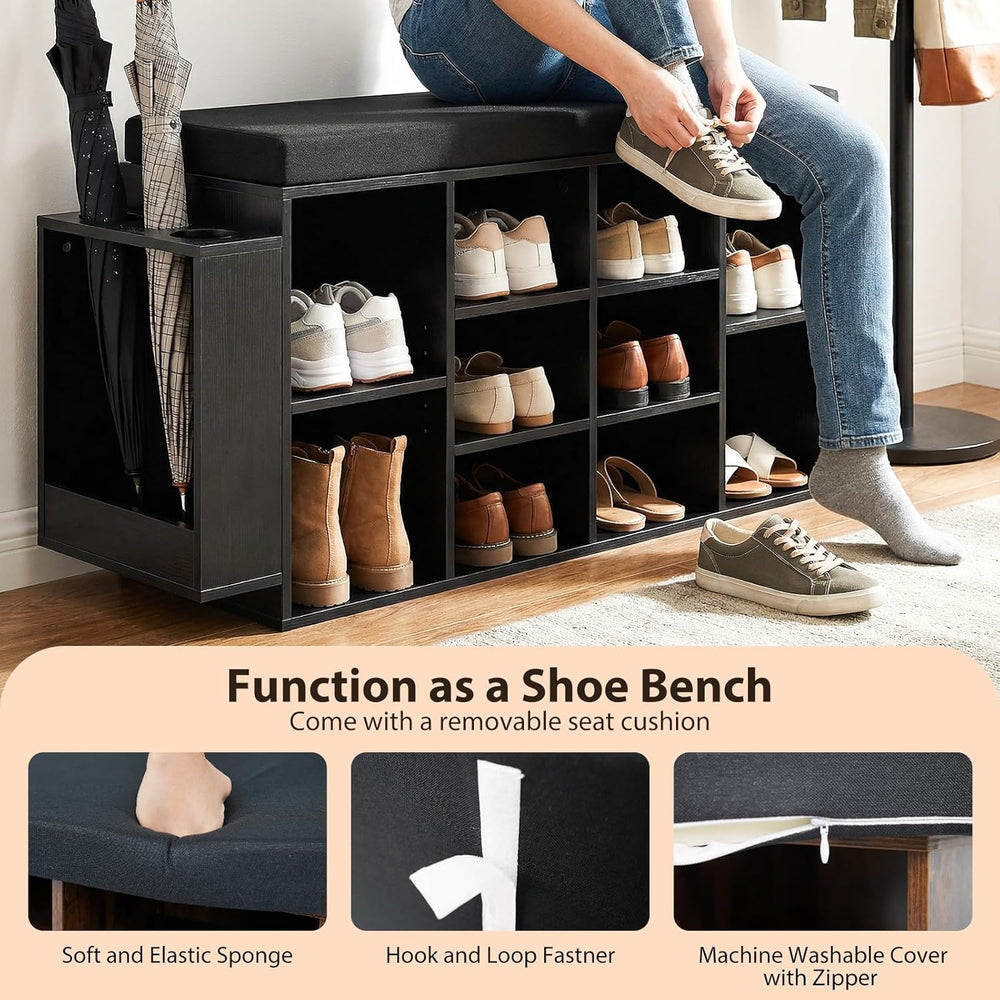 Tangkula Shoe Storage Bench with Umbrella Holder, 40" Shoe Organizer wit...