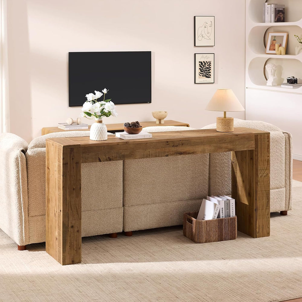 Reclaimed Solid Wood Console Table, 63" Long Farmhouse Entryway Table | ...