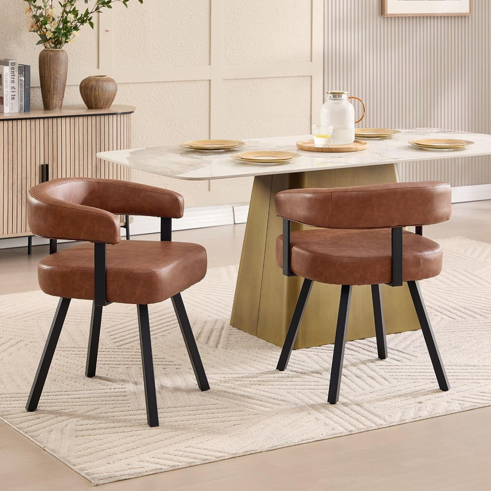 LukeAlon PU Leather Dining Chairs Set of 4, Simple Upholstered Side Chair wit...