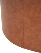 Christopher Knight Home GAVI PU Leather Ottoman Foot Stool, 30" Pouf Footstool Ottoman Seat, Upholstered Foot Chair, Round Footrest, Modern Side Table for Living Room Bedroom Home Decor, Cognac Brown