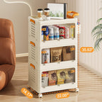 58 QT Storage Bins with Lids, Stackable Rolling Storage Cart with Clear Doors, 3 Tier Storage Cart on Wheels, Plastic Storage Containers for Home, Office, Kitchen, Bedroom, White