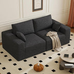 81" Cloud Loveseat Sofa in a Box, No Assembly Required Comfy Deep Seat Chenille Boneless Couch, Modern Small Couches for Living Room, Apartment, Black