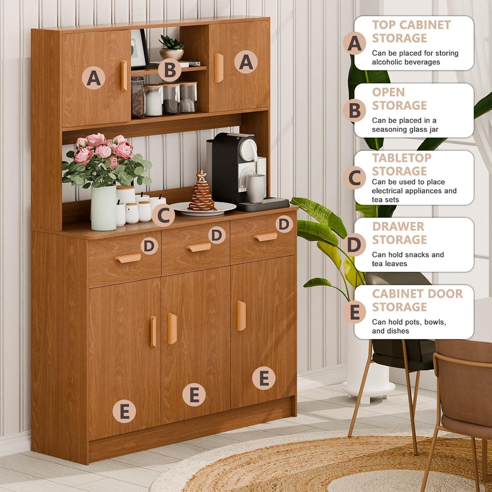 Talent Star Pantry Cabinets for Kitchen Storage, Freestanding Hutch Cabinet w...