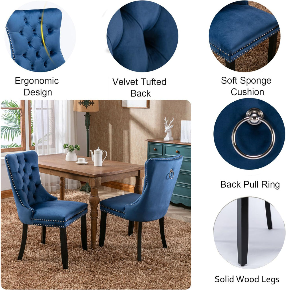 5-Piece Round Dining Table Set for 4, 47" Farmhouse Kitchen Table with 4...