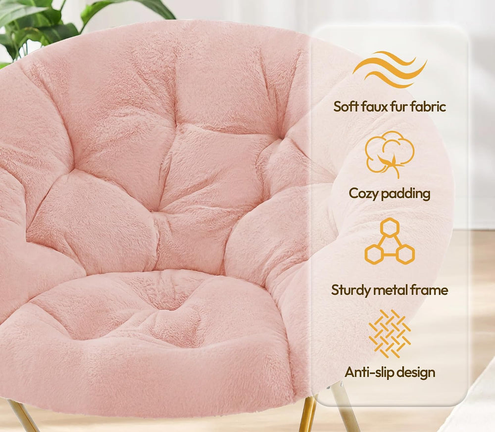 Cozy Saucer Chair, Padded Round Moon Lounge Chair for Bedroom Living Room | T...