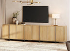 WAMPAT Multifunctional TV Stand for 32-110 Inch TVs, Modern TV Console Entertainment Center with T-Shaped Legs, Media Console Table for Living Room, Bedroom, Oak