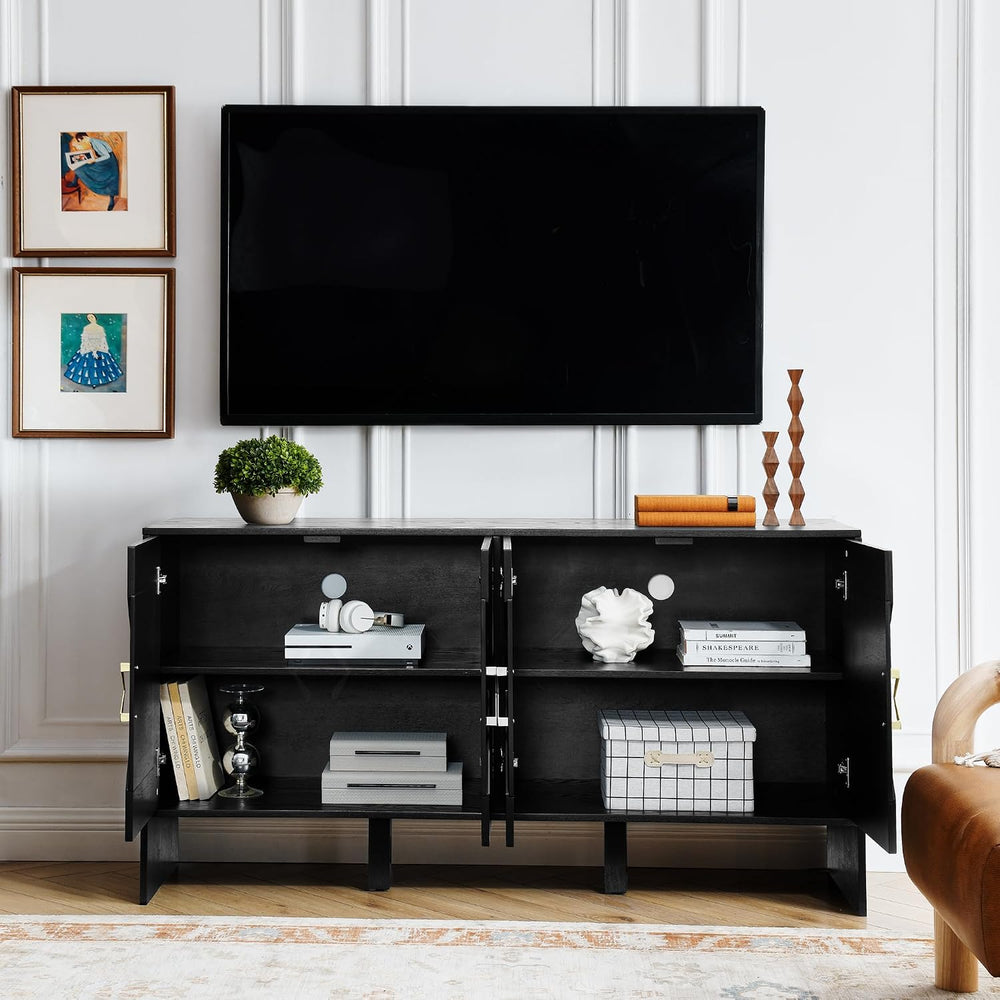 LKTART 60" Black Sideboard Buffet Cabinet,Modern Accent Credenza Storage...