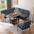 VFK Corner Dining Table Set with Storage Bench, 51” Folding Breakfast Nook Table and Stools, 3 Piece Kitchen Booth Dining Set for Small Space, Modern Dining Room Furniture