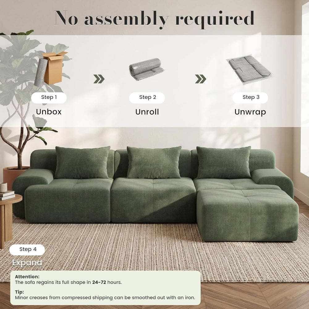 GRUSIGN 108'' Modular Sofa,Sectional Couch for Living Room | Tufted O...