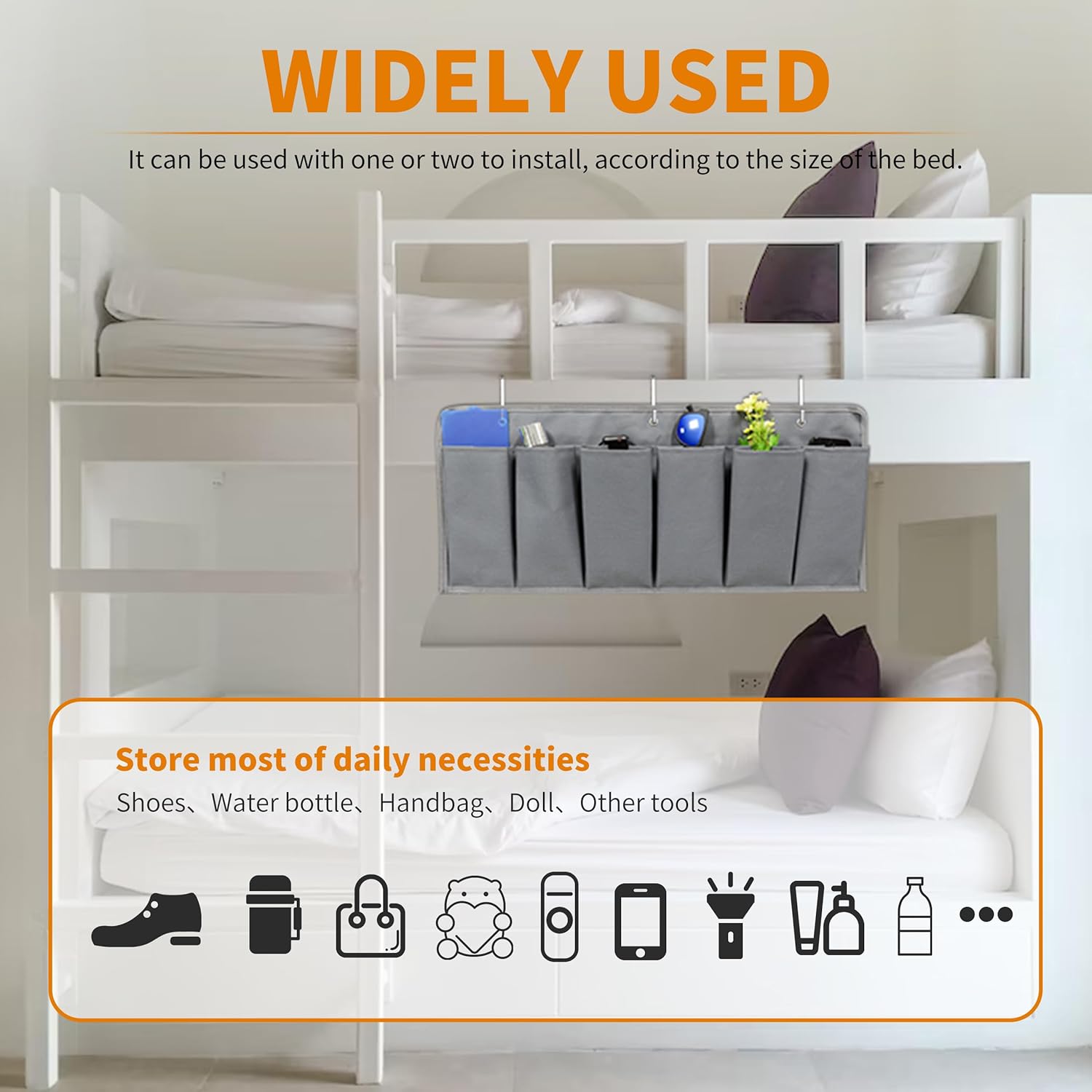 RVZONE RV Shoe Pockets 6 Large Pockets Heavy Hanging Bedside Storage Organizer with Sturdy Hooks for Shoes, Toys and Tools