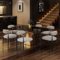 Morden Fort Mid-Century Modern Boucle Dining Chairs Set of 6, Brushed Gold Armchairs with Black Metal Legs and Upholstered Cushion, Sherpa Accent Chairs for Living Room Bedroom Outdoor Lounge