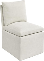 DUHOME Upholstered Armless Dining Chair with Casters,Linen Accent Chair for Living Room,Single Sofa Char with 4 Casters for Bedroom Reading Waiting Kitchen Dining Room