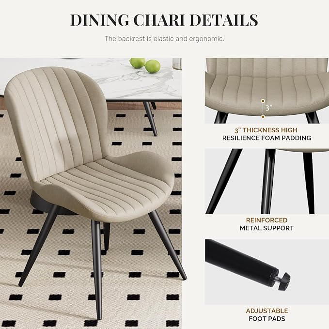 Dining Chairs Set of 4 Modern Fabric Dining Room Chairs Upholstered Dining Ch...