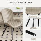 Dining Chairs Set of 4 Modern Fabric Dining Room Chairs Upholstered Dining Chairs with Thick Cushions Metal Legs Armless Back Chair for Kitchen and Living Room Beige