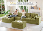 MAXYOYO 132" U Shaped Modular Sectional Sofa with 2 Ottomans, Cloud Boneless Couch with Layered Cushion, Flexible Module Combination Sofa for Living Room, No Assembly Required, Green