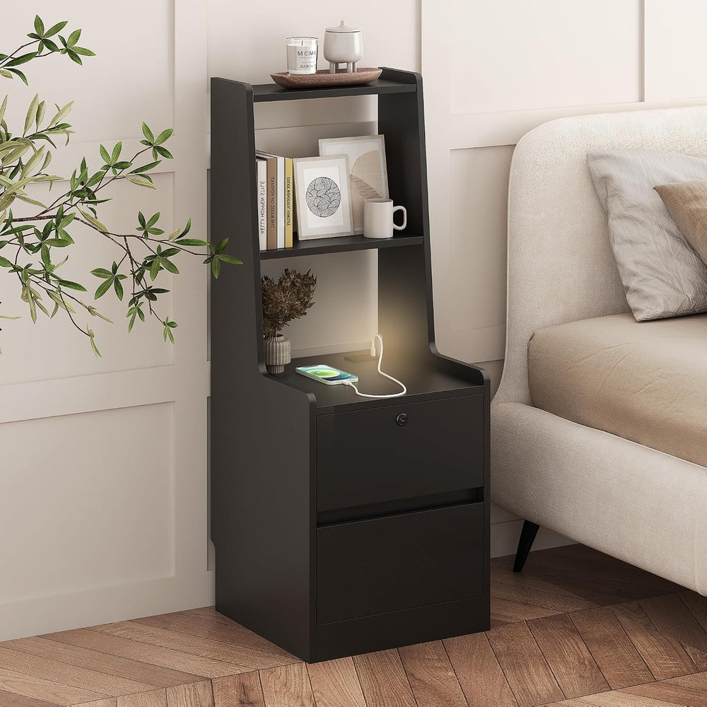 TERRUPEXSmart Nightstand with Wireless Charger & Voice Control Night Ligh...