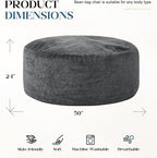 Hobestluk Adults Bean Bag Chair 5FT Big BeanBag Chair Giant Large Oversized | Memory Foam,Washable Cover,Unique Fluffy Plaid,Comfy Filled Big Bean Bag Lounging Gaming Bedroom Living Room | Dark Grey 5FT