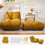 Cvortll Bean Bag Chair with Ottoman, Comfy Bean Bag Sofa with Memory Foam, Lazy BeanBag Sofa with Footstool, Fireside Bean Bag Couch for Living Room, Bedroom, Apartment (Yellow)