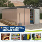 10x14 FT Metal Storage Sheds Outdoor, Metal ToolShed with Lockable Door, Metals Yard Sheds Metals Garden Shed Kit, MetalUtility Sheds Buildings with Air Vent for Backyard Garden Patio Lawn