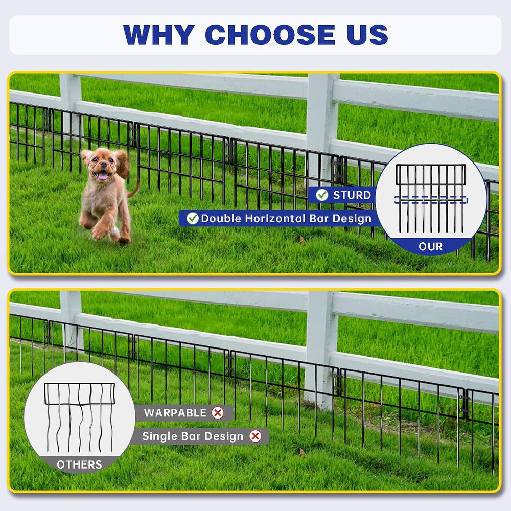 25 Panels Animal Barrier Fence, 27 Ft(L) X 13 in(H) No Dig Garden Edging Bord...