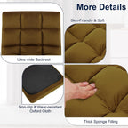 Floor Chair, 24 inches Wide Oversized Velvet Armless Lay Flat Floor seat Padded Meditation Chair with 6 Adjustable Position Ergonomic Comfortable Convenient (Modern, LRSF-014-TAN)